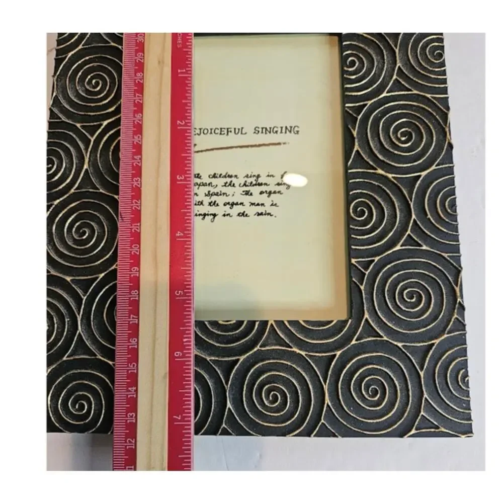 Frame Rejoiceful Singing Photo Frame Whimsical Brass Stone Look MCM holds 3.5x5